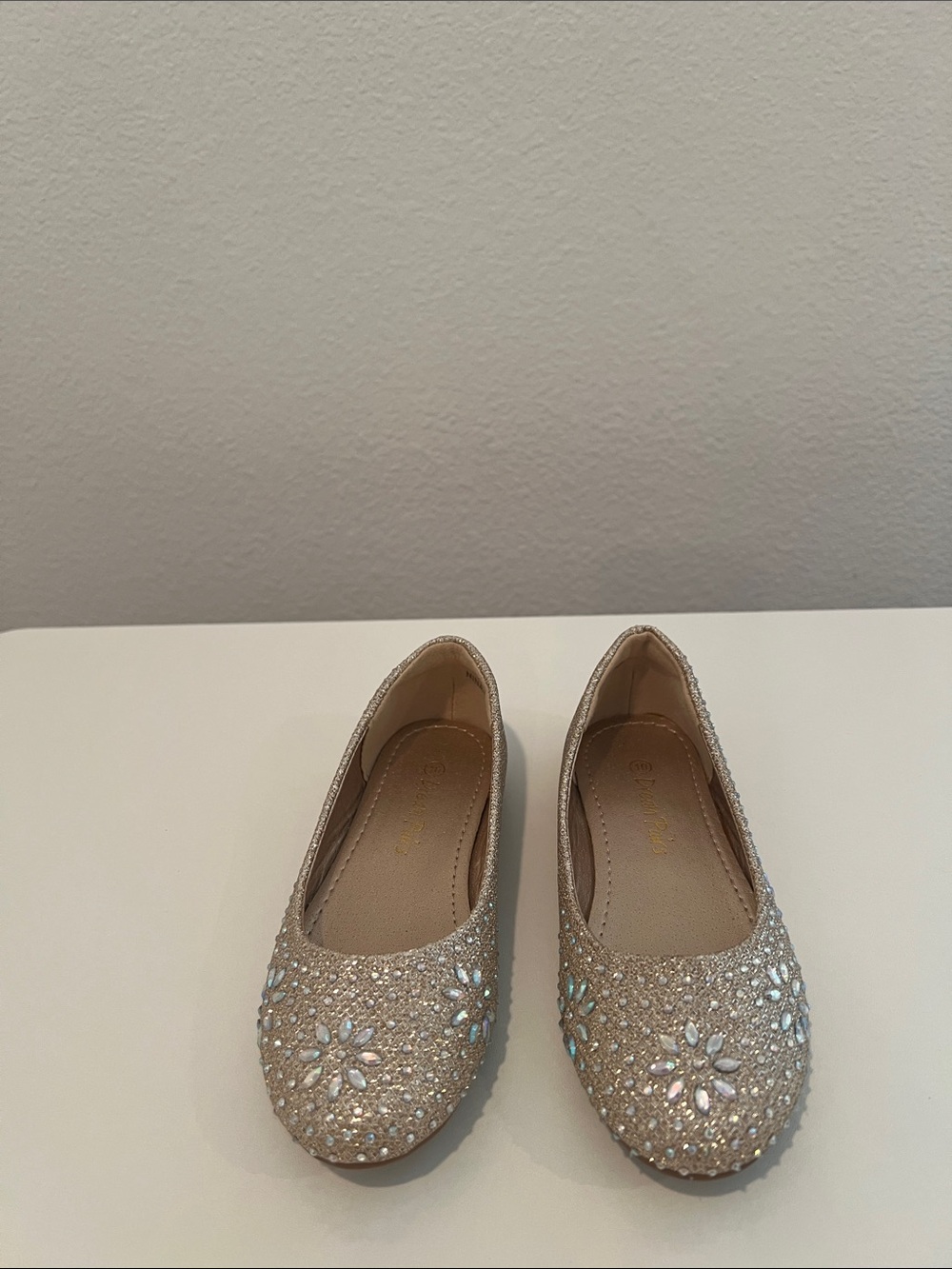 Dream Pairs Girls' Sparkle Ballet Flats in Champagne Gold